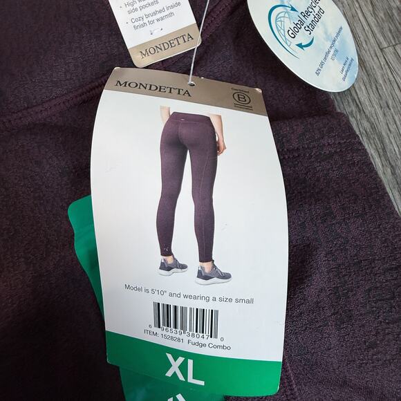 NWT Mondetta Brushed Jacquard Leggings XL Fudge Combo High Waist Pockets - Picture 6 of 11